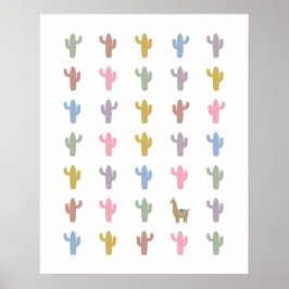 Lama und Cacti Kinderzimmer Room Poster