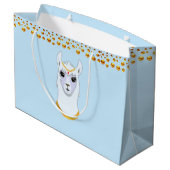 Lama und Golden Polka Dots Große Geschenktüte (Rückseite Schrägansicht)