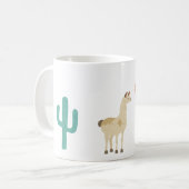 Lama und Kaktus auf Weiß fügen einen Namen hinzu Kaffeetasse (Vorderseite Links)
