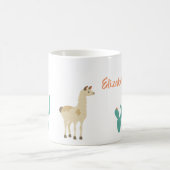 Lama und Kaktus auf Weiß fügen einen Namen hinzu Kaffeetasse (Mittel)