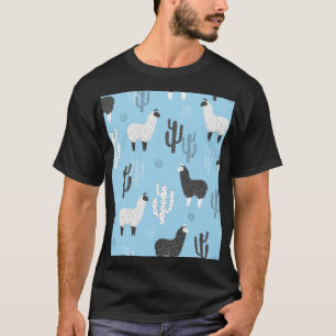 Lama und Kaktus, niedliches Muster. T-Shirt