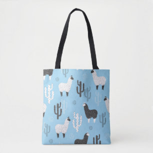 Lama und Kaktus, niedliches Muster. Tasche