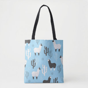 Lama und Kaktus, niedliches Muster. Tasche