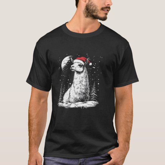 Lama Weihnachtsmannmütze Weihnachten Alpaca Xmas T-Shirt (Vorderseite)