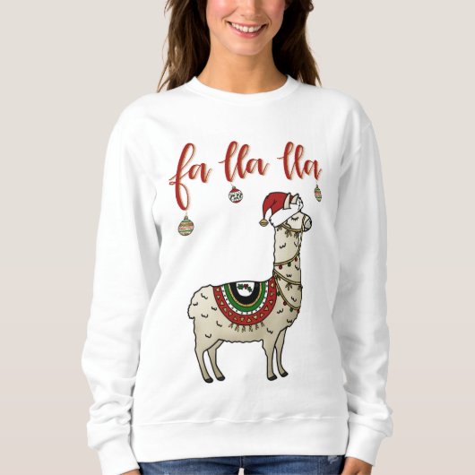 Lama-Weihnachtsstrickjacke Fas Lla Lla Sweatshirt (Vorderseite)
