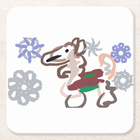 Lama-Winter-Spaß Rechteckiger Pappuntersetzer (Vorderseite)