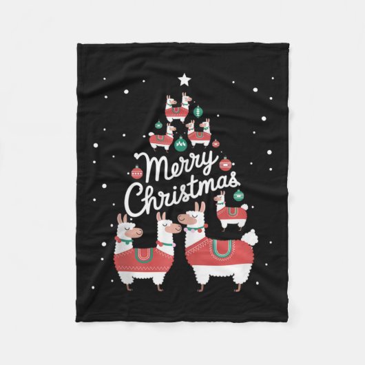 Lama Xmas Tree Llamas Weihnachtsbaum Fleecedecke (Vorderseite)