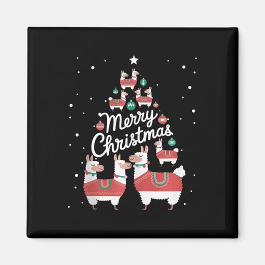 Lama Xmas Tree Llamas Weihnachtsbaum Magnet (Vorne)