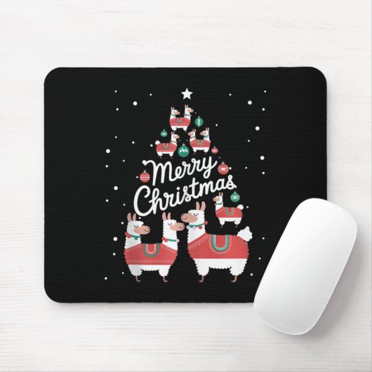 Lama Xmas Tree Llamas Weihnachtsbaum Mousepad (Mit Mouse)