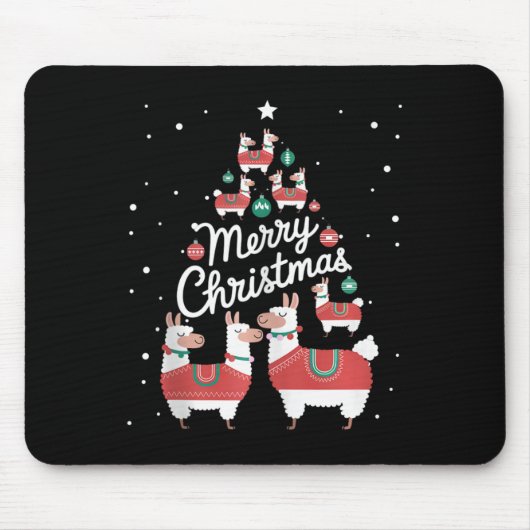 Lama Xmas Tree Llamas Weihnachtsbaum Mousepad (Vorne)