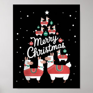 Lama Xmas Tree Llamas Weihnachtsbaum Poster