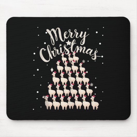 Lama Xmas Tree Llamas Weihnachtsbaum Tank Top1 Mousepad (Vorne)