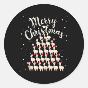 Lama Xmas Tree Llamas Weihnachtsbaum Tank Top1 Runder Aufkleber