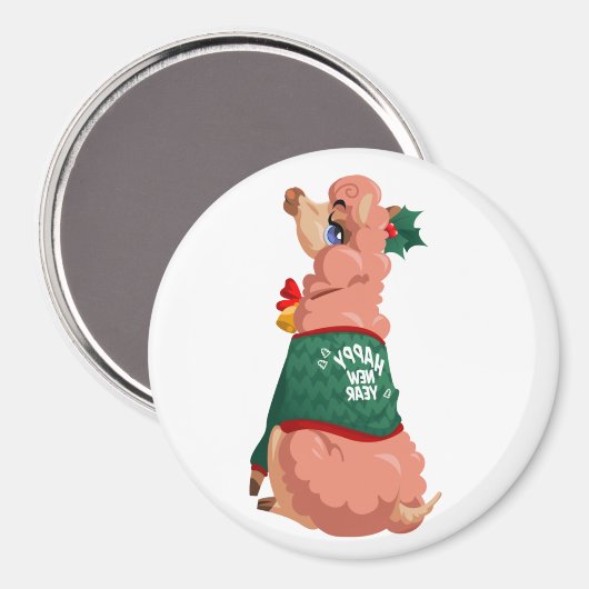 Lama zu Weihnachten Magnet (Vorderseite/Rückseite)