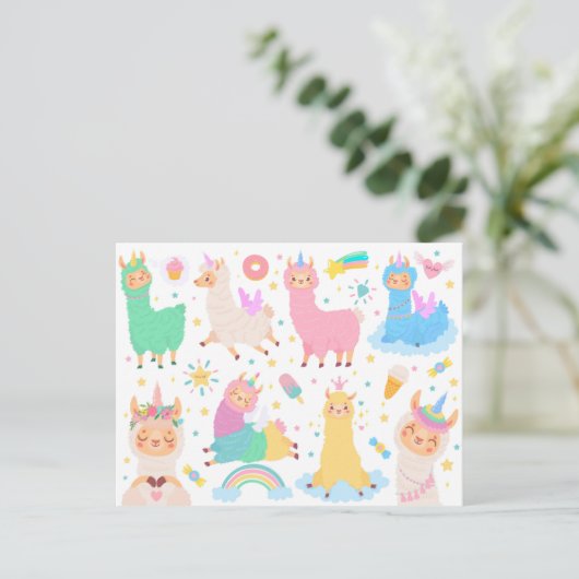 LamaCorns Postkarte (Stehend Vorderseite)