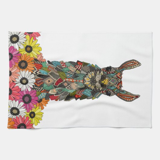 Lamagänseblümchen-Liebeweiß Geschirrtuch (Horizontal)