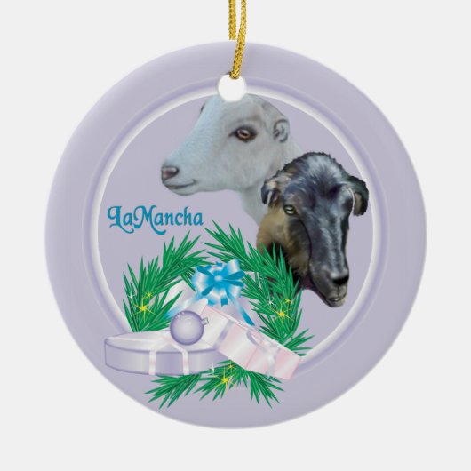 LaMancha Goat Wreath Keramikornament (Vorne)