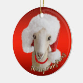 LaMancha Ziege Weihnachtsmannmütze Weihnachtsschmu Keramik Ornament (Links)