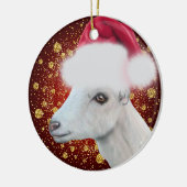 LaMancha Ziege Weihnachtsmannmütze Weihnachtsschmu Keramik Ornament (Links)