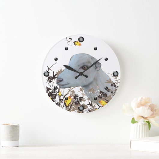 LaMancha Ziegenmalerei Blumenmauer Uhr (Zuhause)
