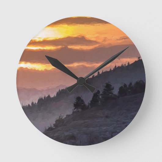 Lamar Valley Sunset Runde Wanduhr (Vorderseite)