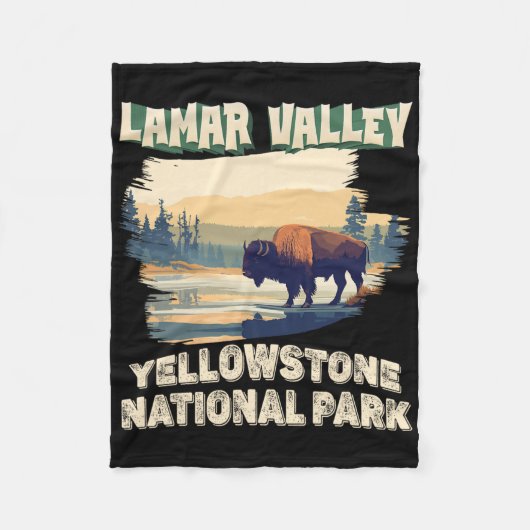 Lamar Valley Yellowstone Nationalpark Bison Wander Fleecedecke (Vorderseite)