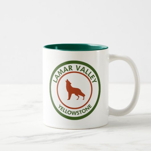 Lamar Valley Yellowstone Wolf Zweifarbige Tasse (Rechts)
