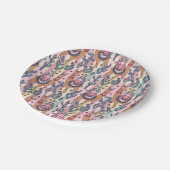 Lamas auf Streifen-Muster Pappteller (Schrägansicht)