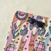 Lamas auf Streifen-Muster Strandtuch (Beispiel)