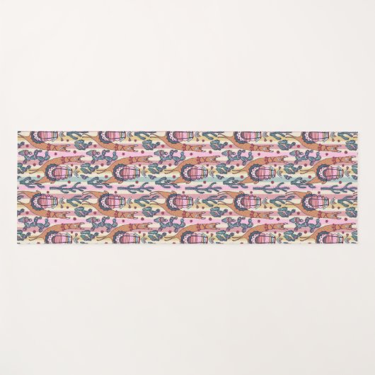 Lamas auf Streifen-Muster Yogamatte (Vorderseite (Horizontal))