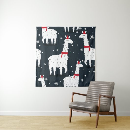 Lamas, handgezeichneter Hintergrund. Farbenfrohe n Wandteppich (Beispiel)