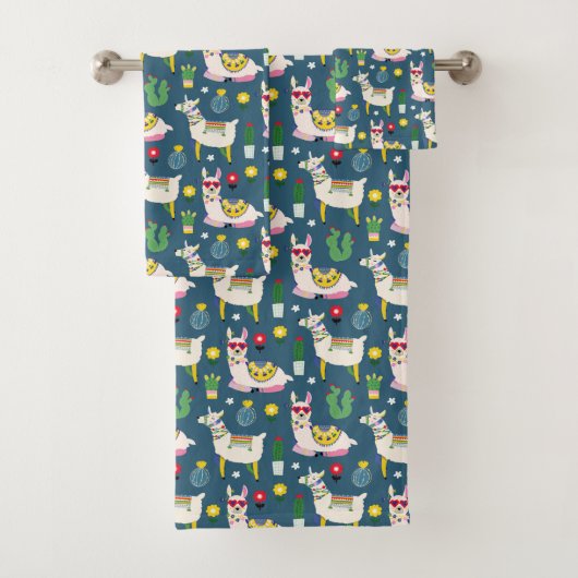 Lamas im Sonnenbrille-Muster Badhandtuch Set (Insitu)