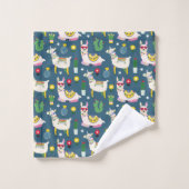 Lamas im Sonnenbrille-Muster Badhandtuch Set (Waschlappen)