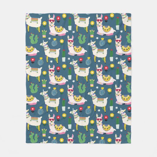 Lamas im Sonnenbrille-Muster Fleecedecke (Vorderseite)