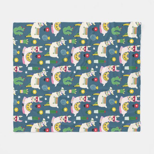Lamas im Sonnenbrille-Muster Fleecedecke (Vorderseite (Horizontal))