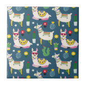 Lamas im Sonnenbrille-Muster Fliese (Vorderseite)