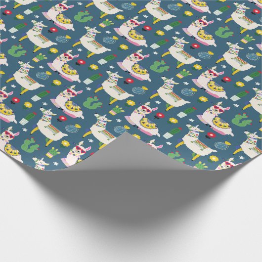 Lamas im Sonnenbrille-Muster Geschenkpapier (Ecke)