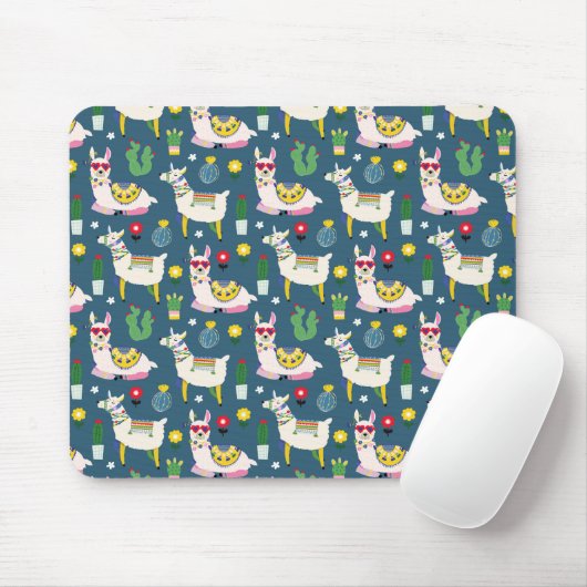 Lamas im Sonnenbrille-Muster Mousepad (Mit Mouse)