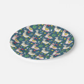 Lamas im Sonnenbrille-Muster Pappteller (Schrägansicht)