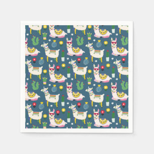 Lamas im Sonnenbrille-Muster Serviette
