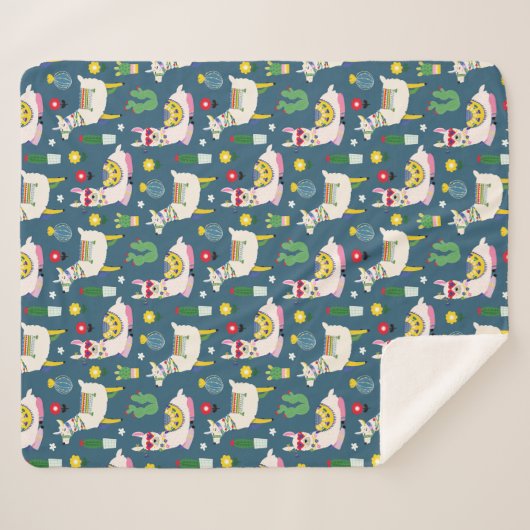 Lamas im Sonnenbrille-Muster Sherpadecke (Vorderseite (Horizontal))