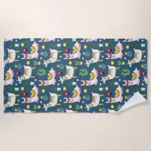 Lamas im Sonnenbrille-Muster Strandtuch (Vorderseite)