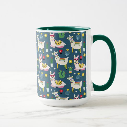 Lamas im Sonnenbrille-Muster Tasse (Rechts)