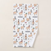 Lamas in Hut-u. Schal-Ski fahrendem Muster Badhandtuch Set (Handtuch)