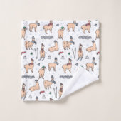 Lamas in Hut-u. Schal-Ski fahrendem Muster Badhandtuch Set (Waschlappen)