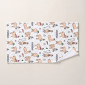 Lamas in Hut-u. Schal-Ski fahrendem Muster Badhandtuch Set (Handtuch)
