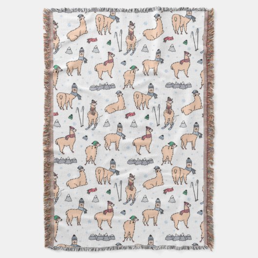 Lamas in Hut-u. Schal-Ski fahrendem Muster Decke (Vorderseite Vertikal)