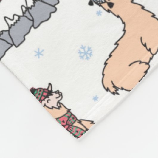 Lamas in Hut-u. Schal-Ski fahrendem Muster Fleecedecke (Ecke)