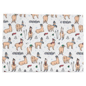 Lamas in Hut-u. Schal-Ski fahrendem Muster Große Geschenktüte (Rückseite)