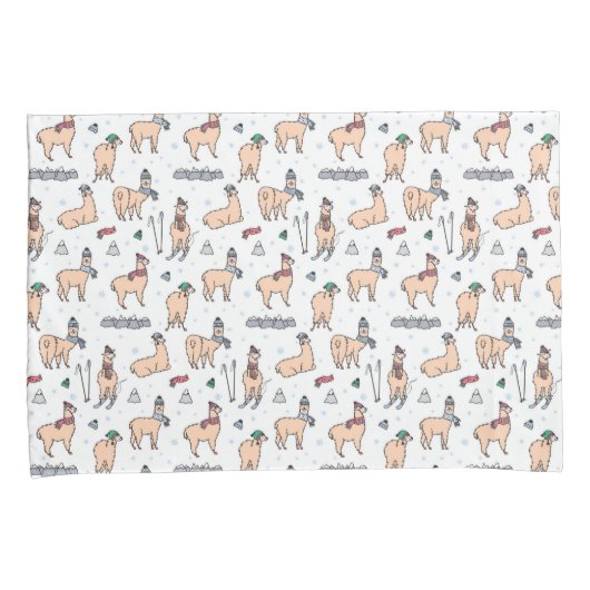 Lamas in Hut-u. Schal-Ski fahrendem Muster Kissenbezug (Vorderseite-Rechts)